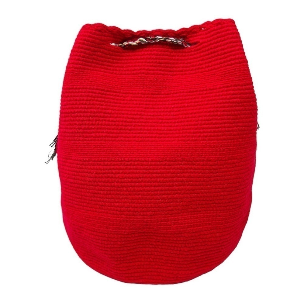 Bag Wayuu Mochila Bucket Boho Colombia Rioacha Red White Black Tan Purse - Picture 7 of 8
